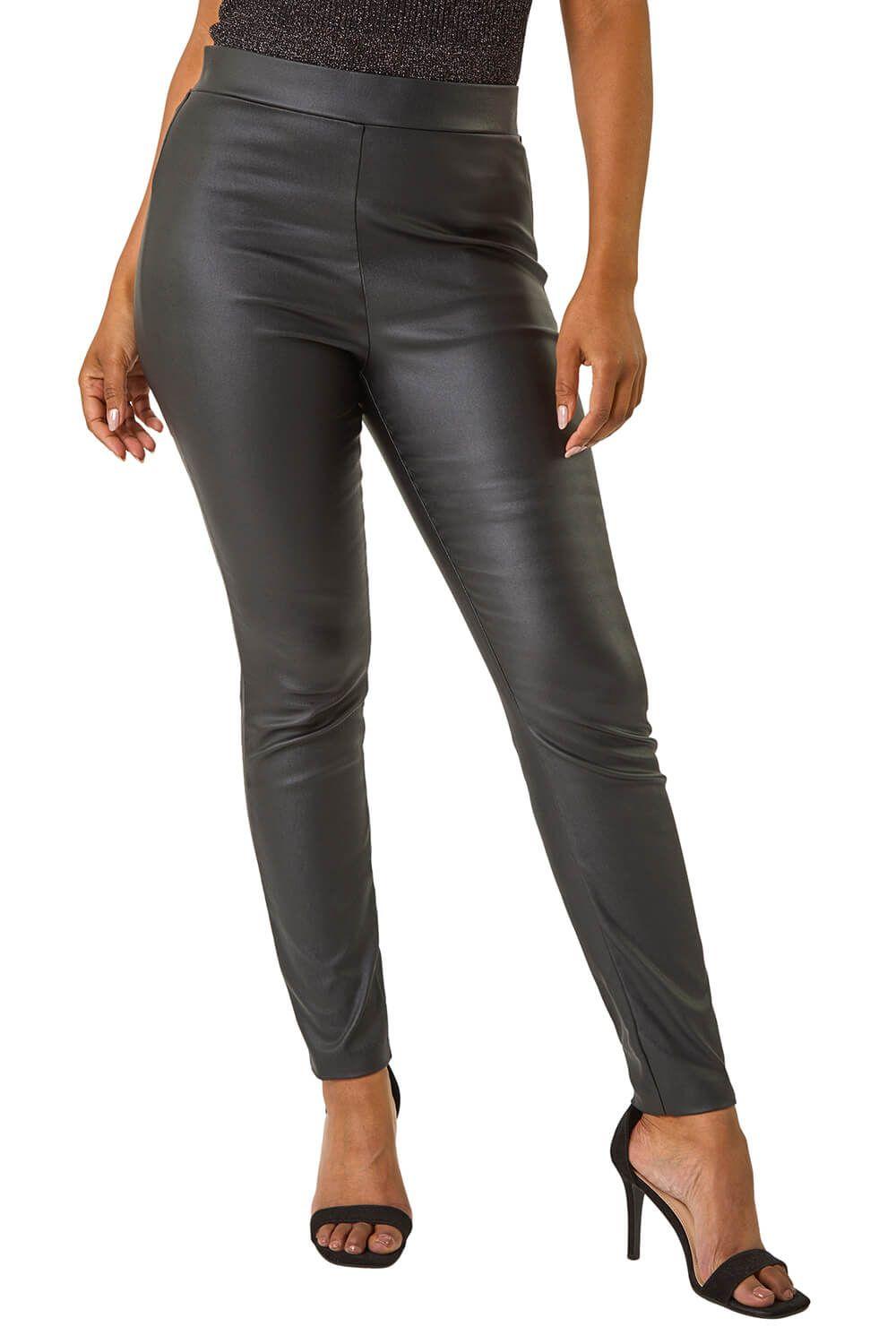 Petite Faux Leather Pull On Trousers by ROMAN