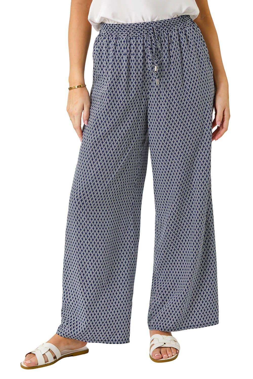 Petite Geometric Wide Leg Trouser by ROMAN