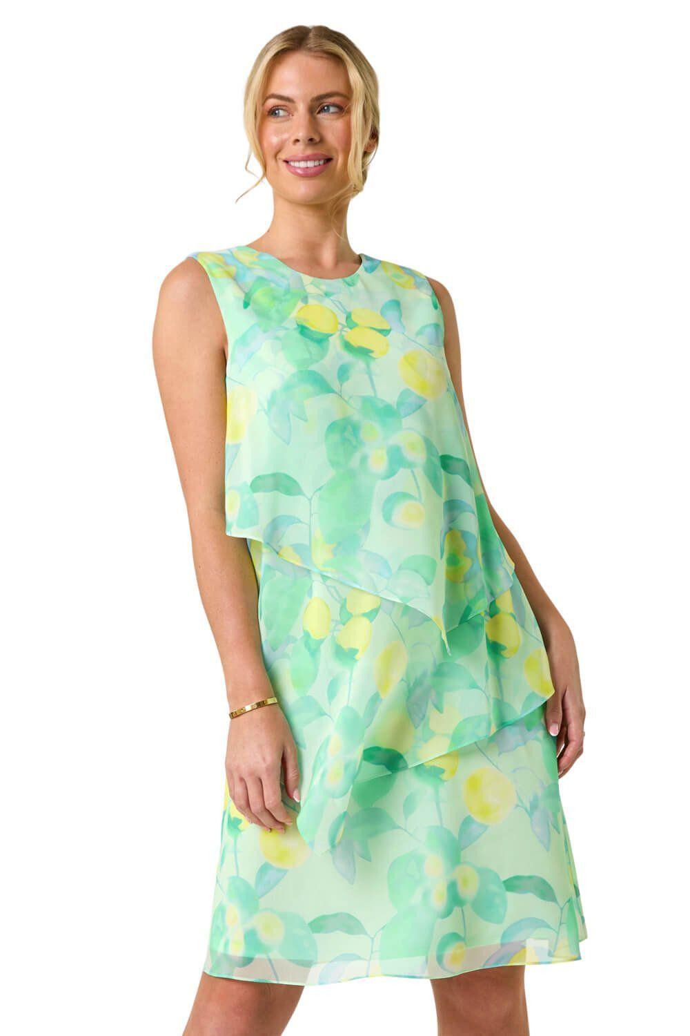 Petite Lemon Print Layered A-Line Dress by ROMAN