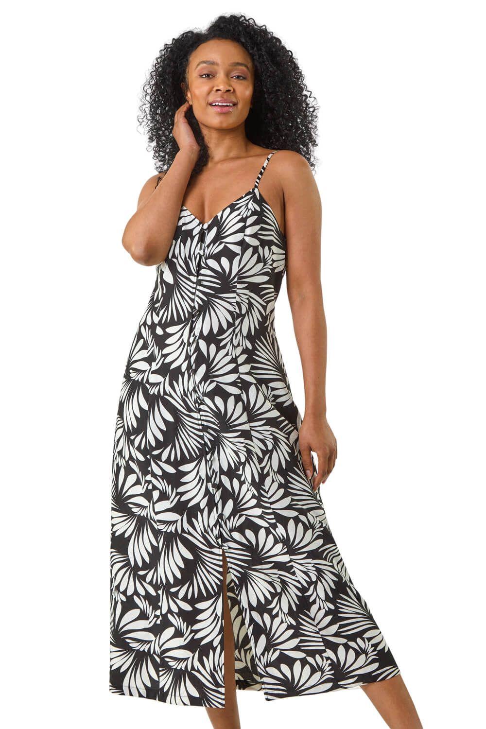 Petite Print Button Midi Dress by ROMAN