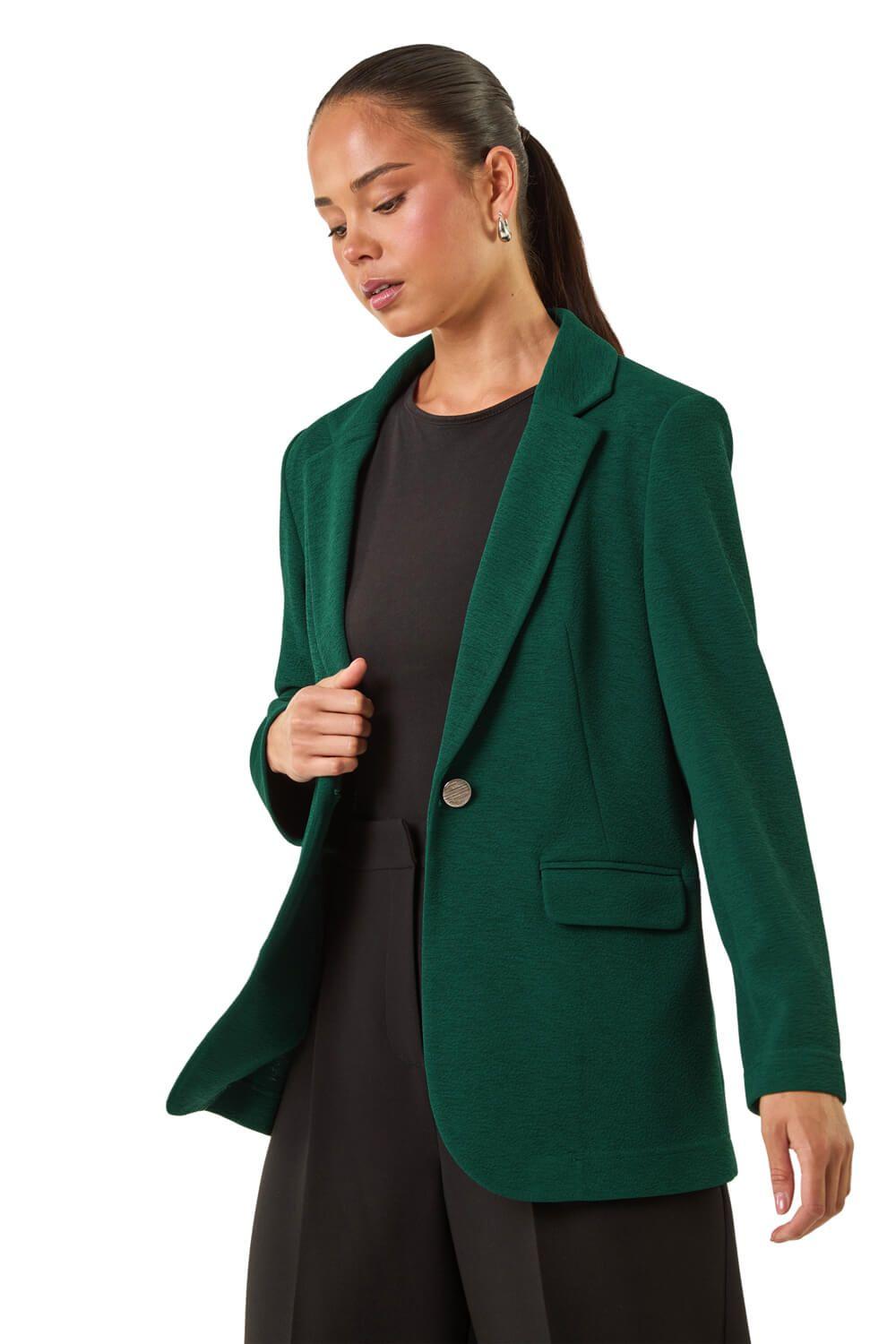 Petite Textured Buttoned Blazer by ROMAN