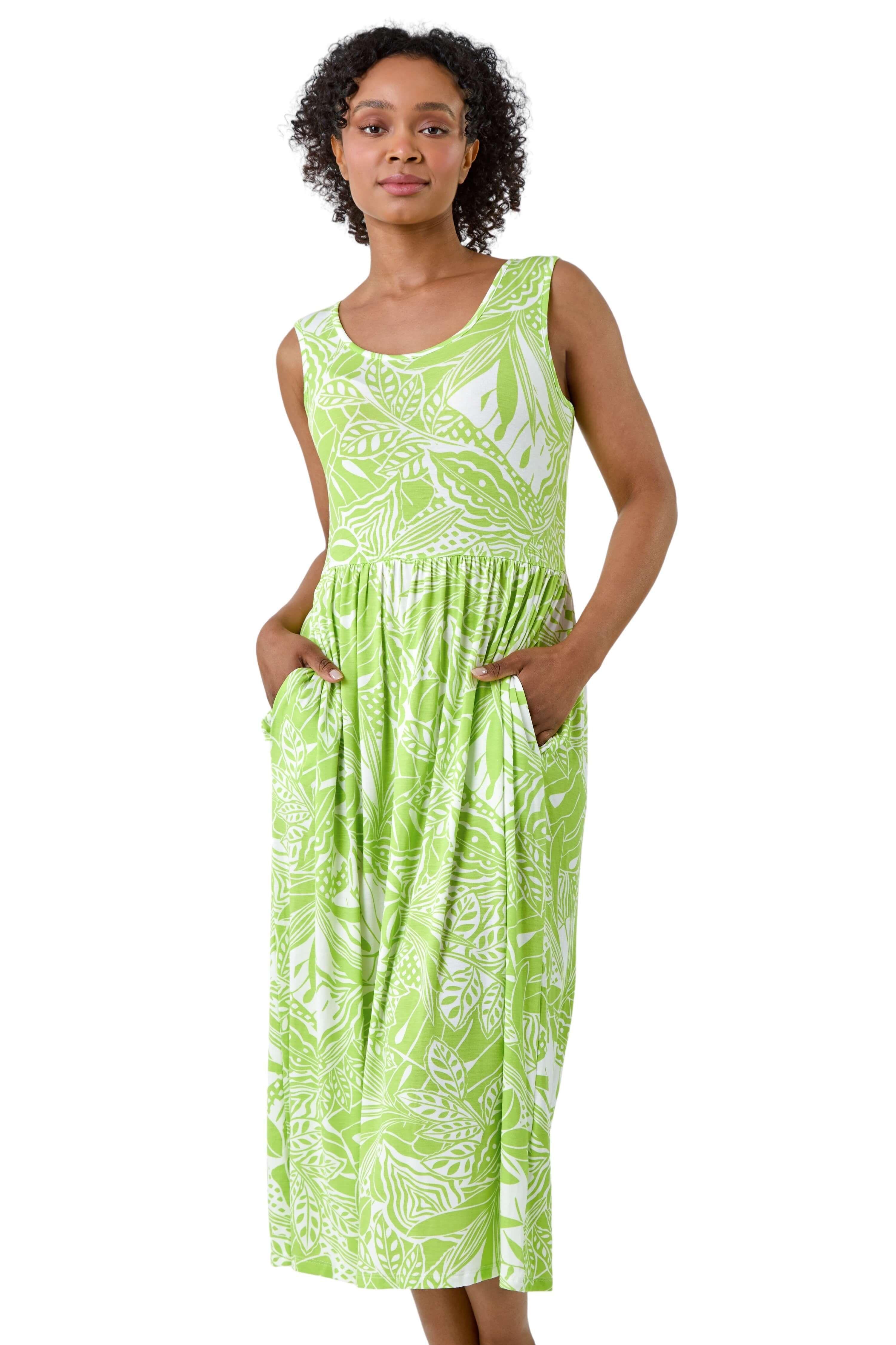 Petite Tropical Stretch Jersey Pocket Dress by ROMAN