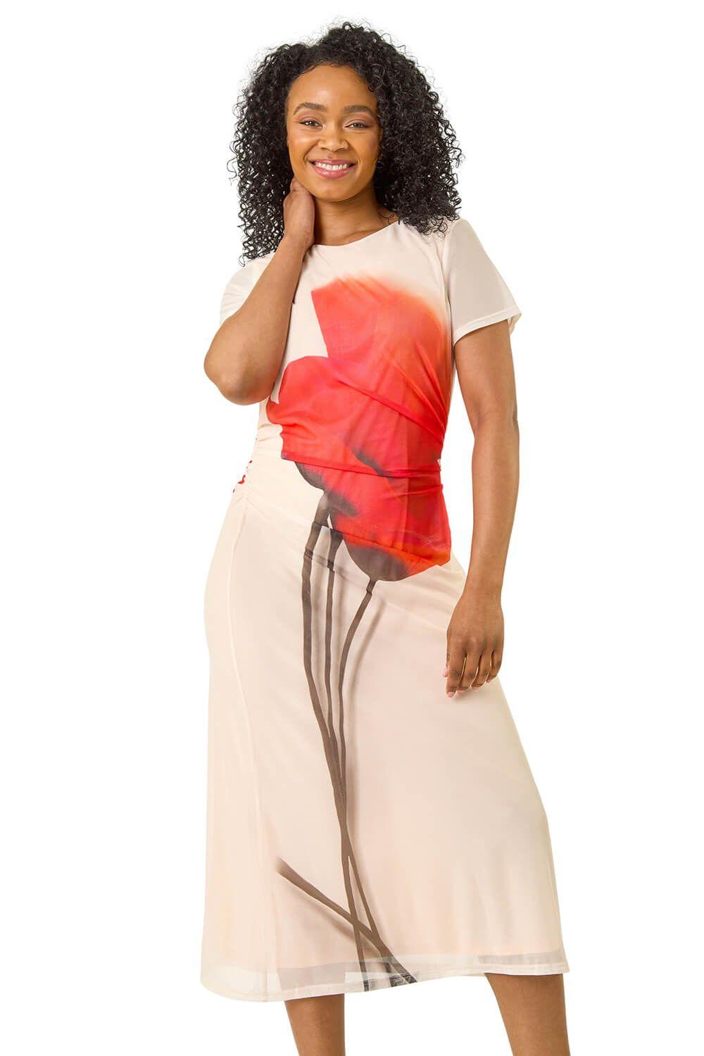 Petite Tulip Motif Mesh Midi Dress by ROMAN