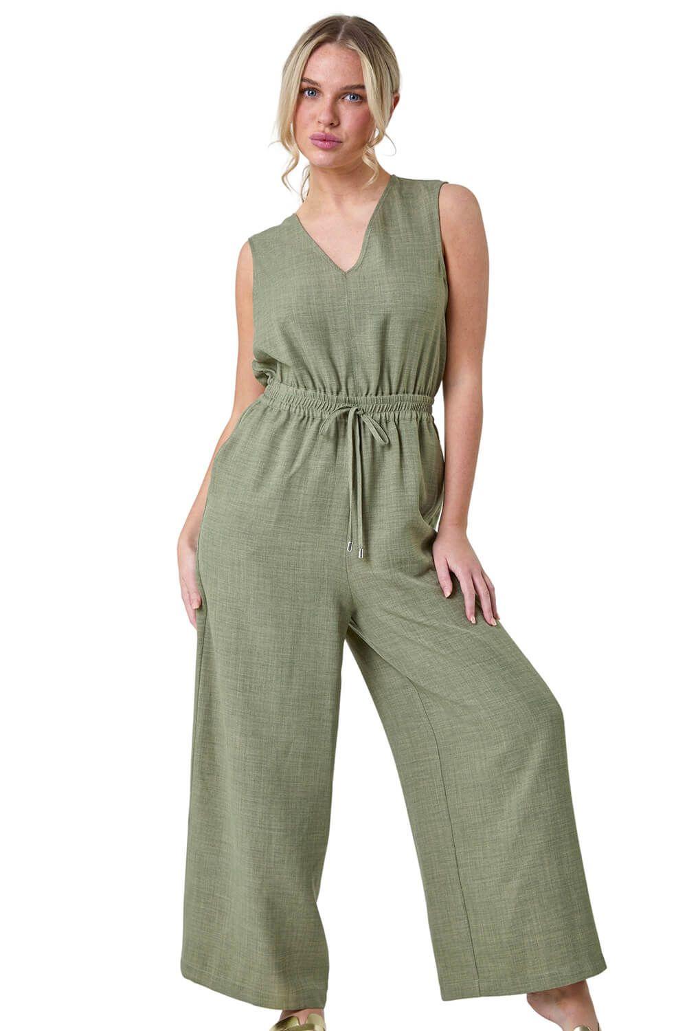 Petite Wide Leg Stretch Jumpsuit by ROMAN