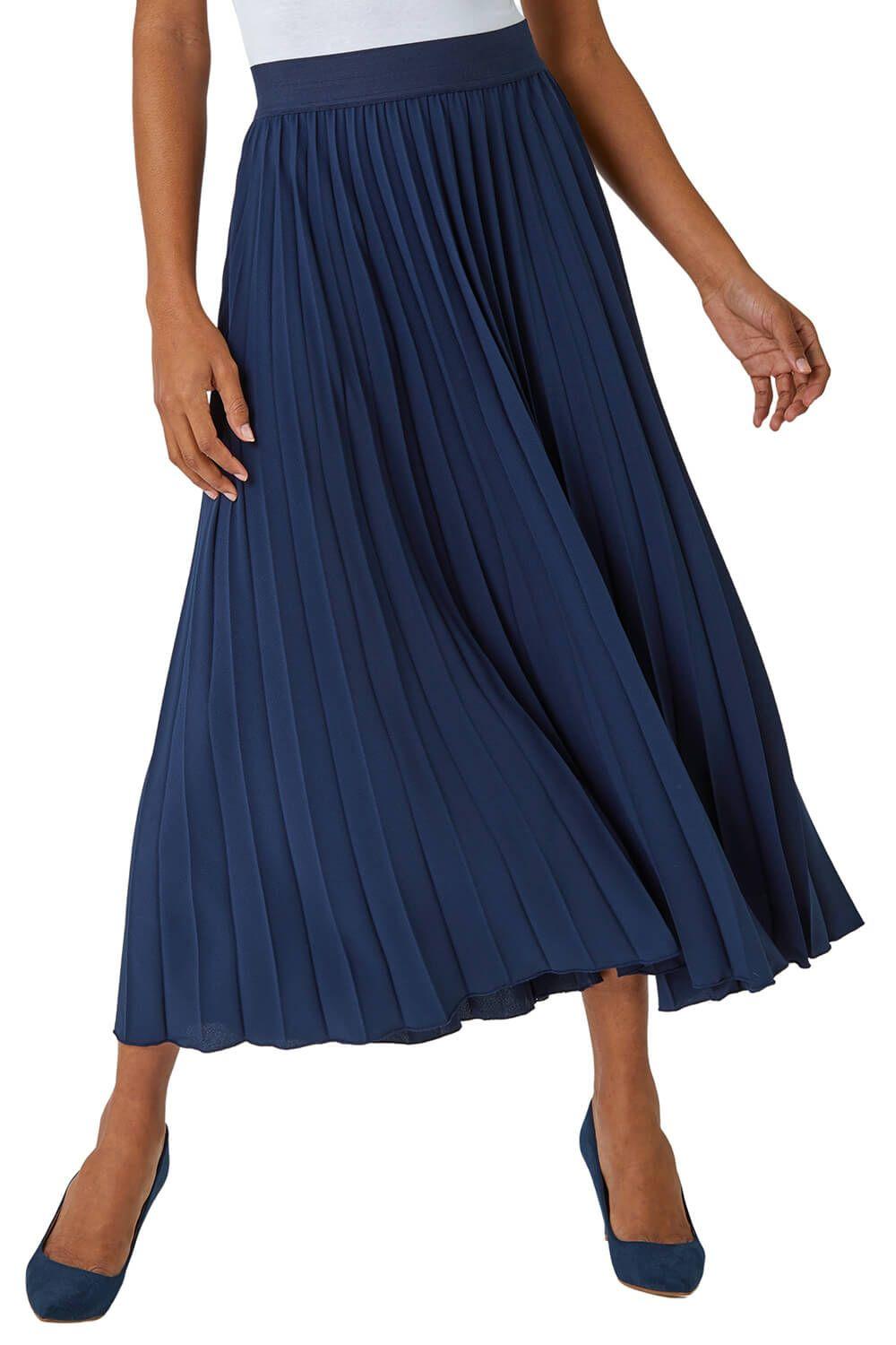 Pleated Elastic Waist Maxi Skirt by ROMAN
