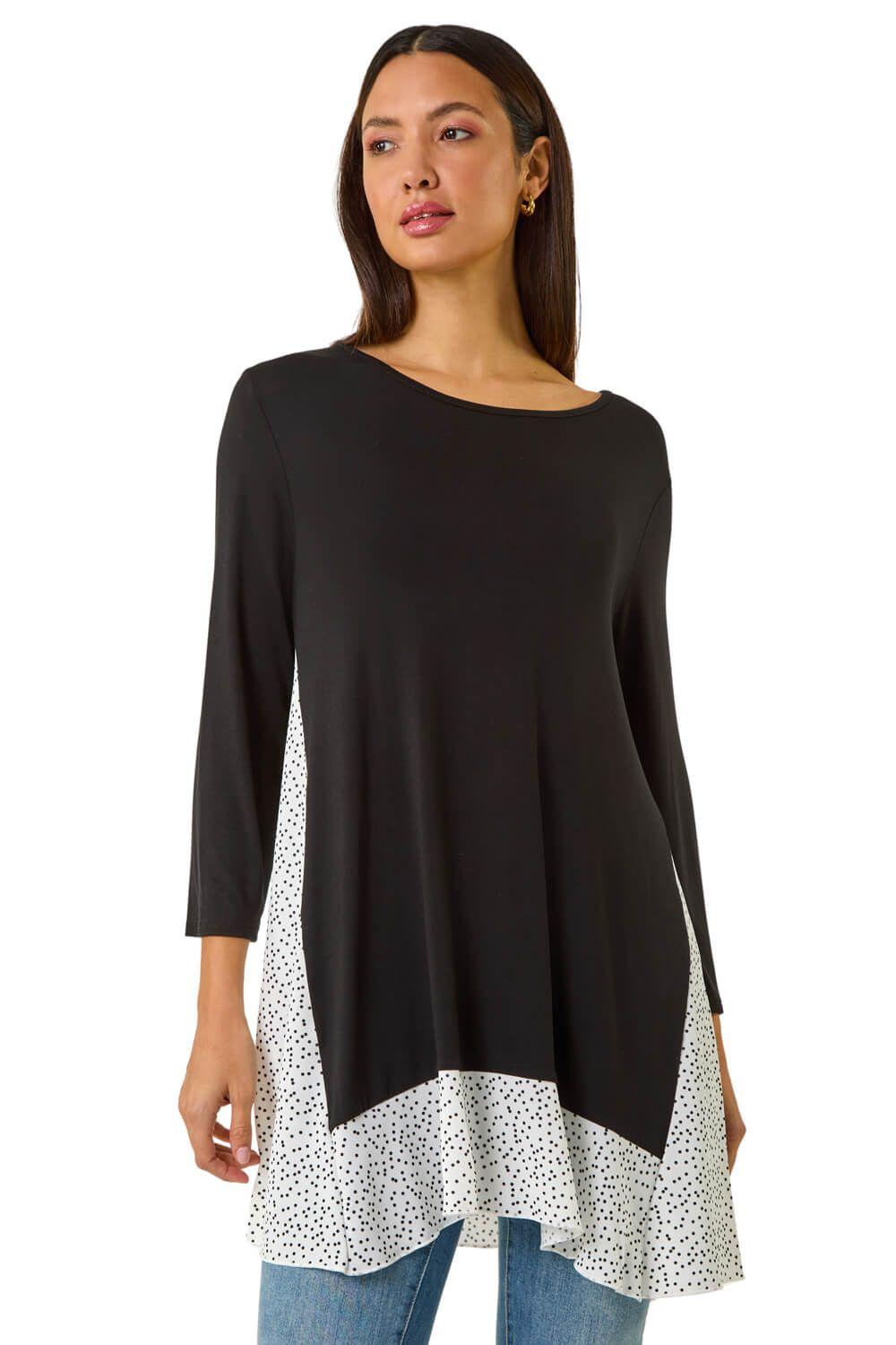 Polka Dot Side Split Tunic Top by ROMAN