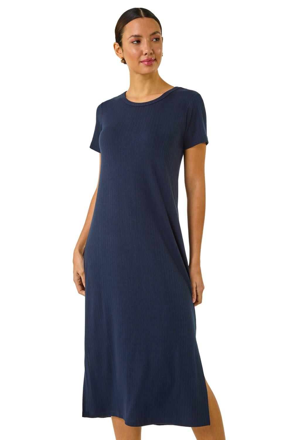 Ribbed Stretch Midi Dress by ROMAN