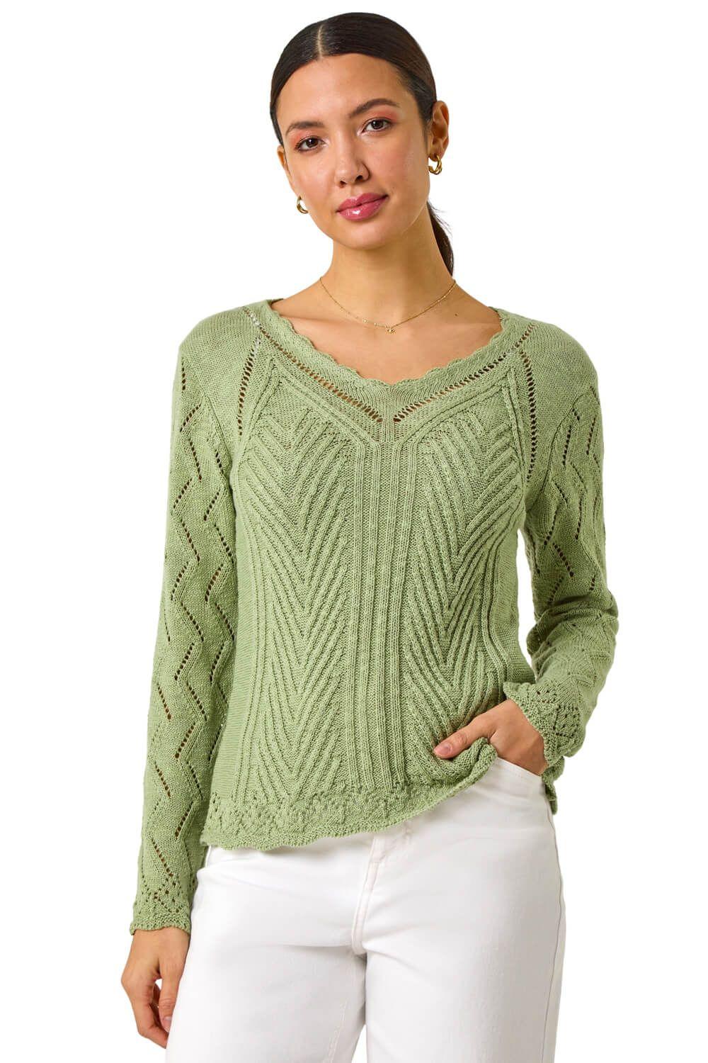 Scallop V-Neck Knit Jumper by ROMAN