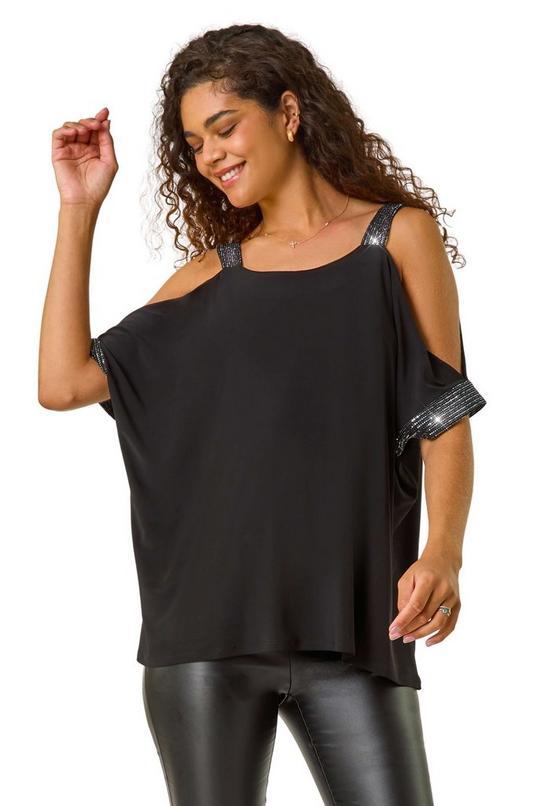 Shimmer Cold Shoulder Stretch Jersey Top by ROMAN