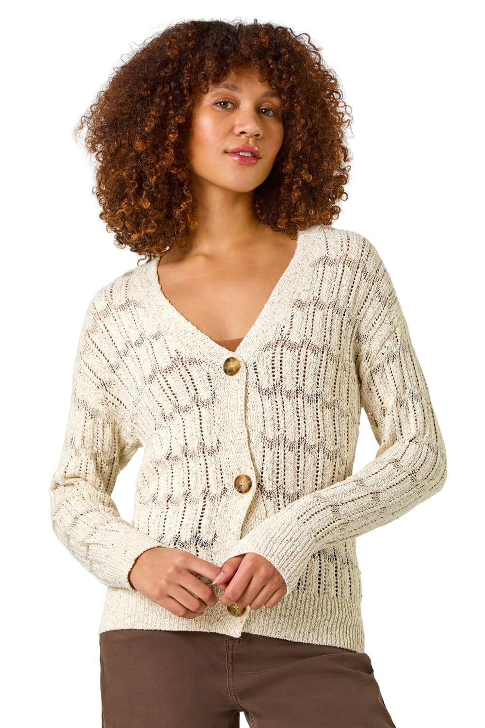 Stitch Detail Button Through Knit Cardigan by ROMAN