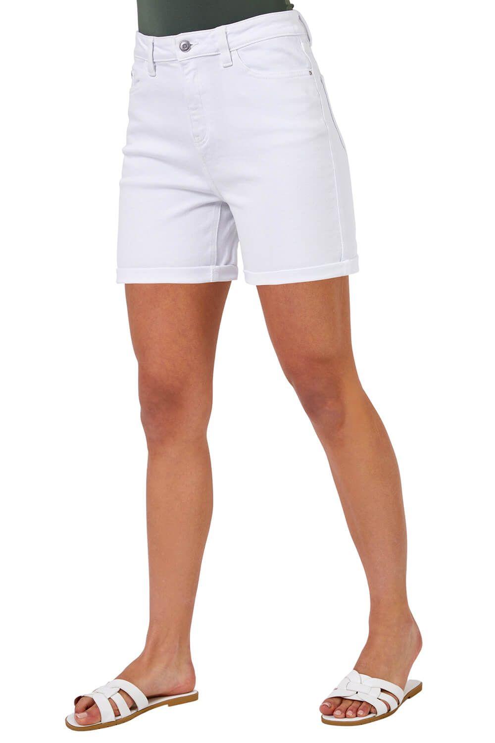 Stretch Denim Mom Shorts by ROMAN