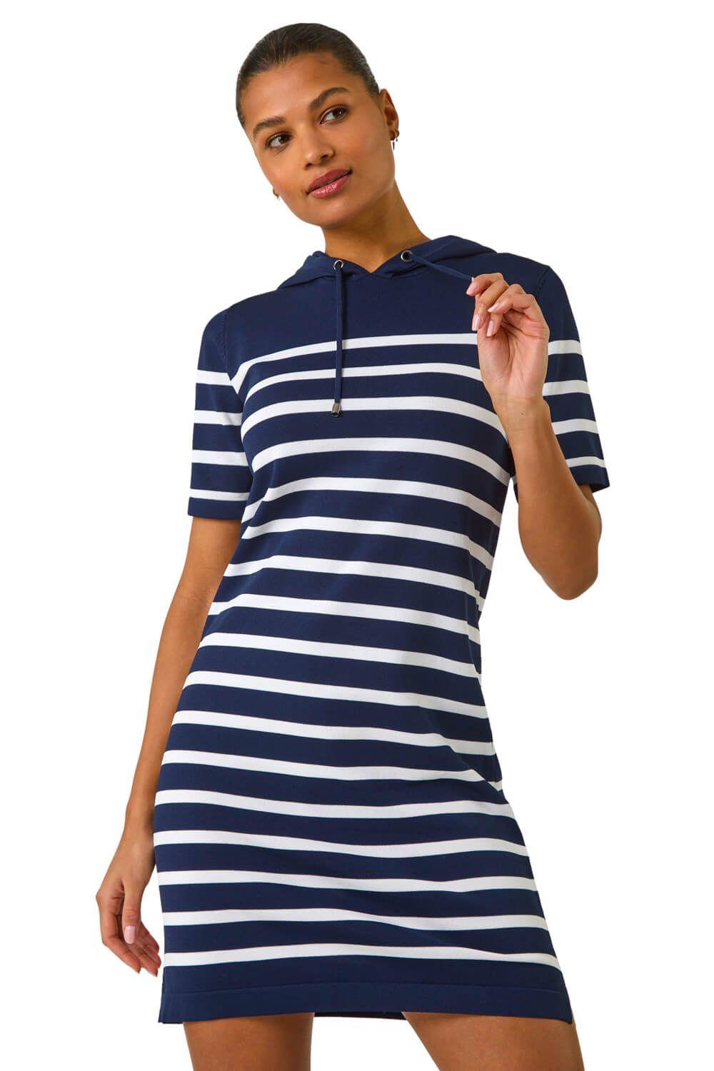 Stripe Hooded Knit Dress by ROMAN