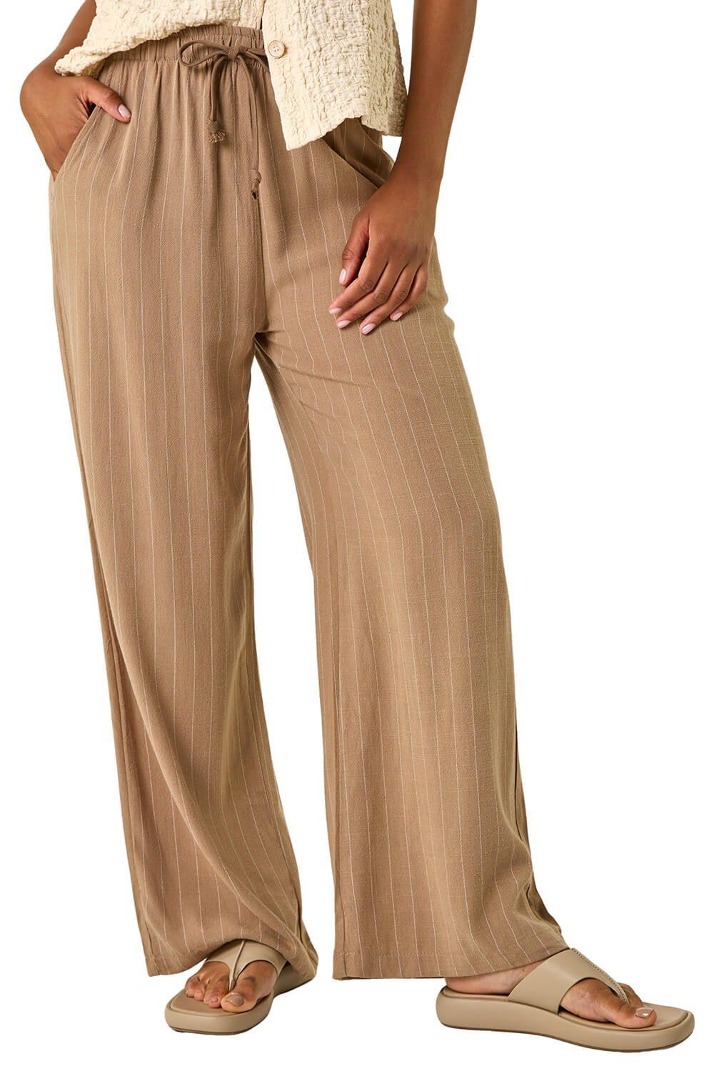 Stripe Linen Blend Trouser by ROMAN