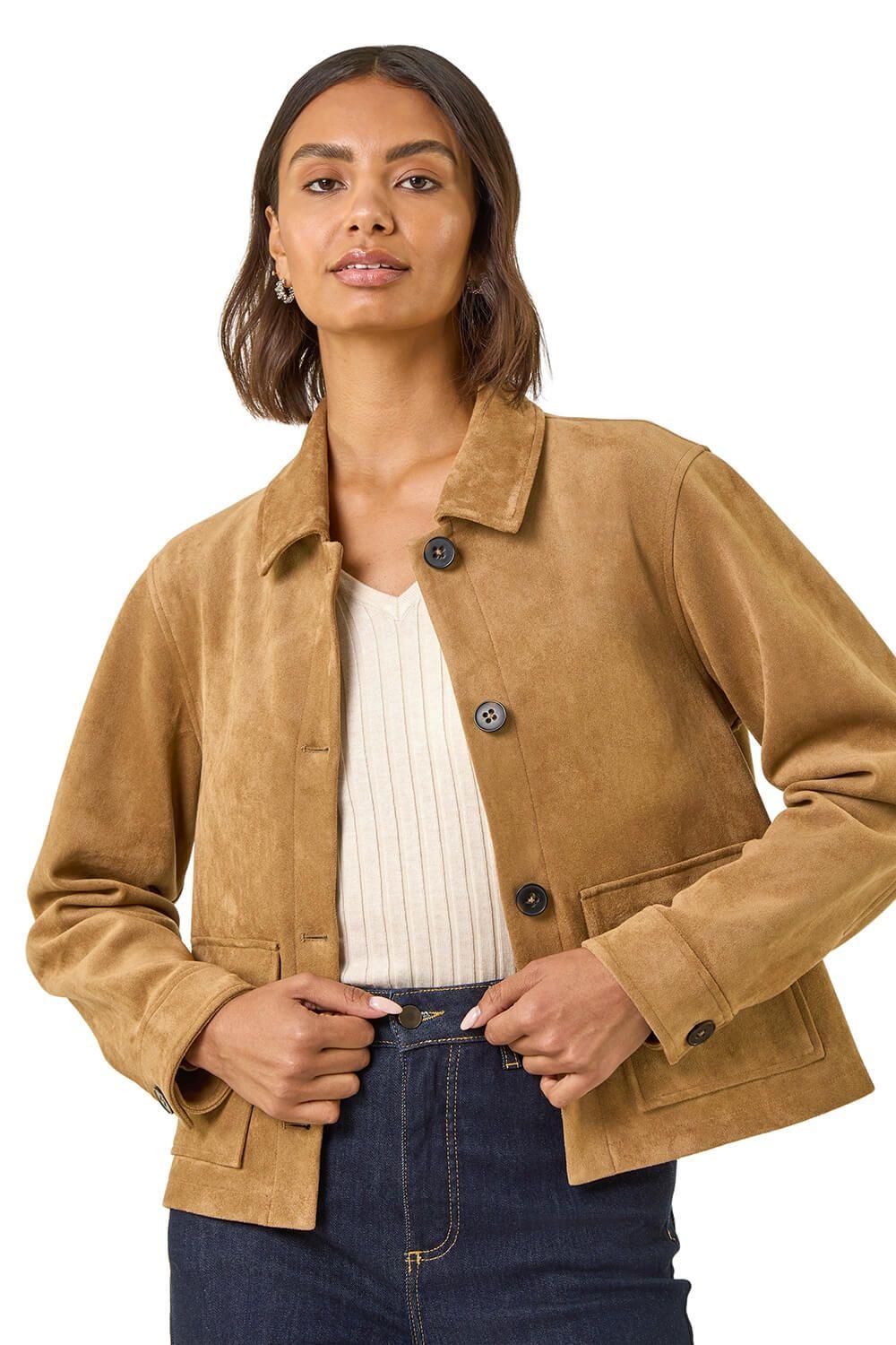 Suedette Button Jacket by ROMAN
