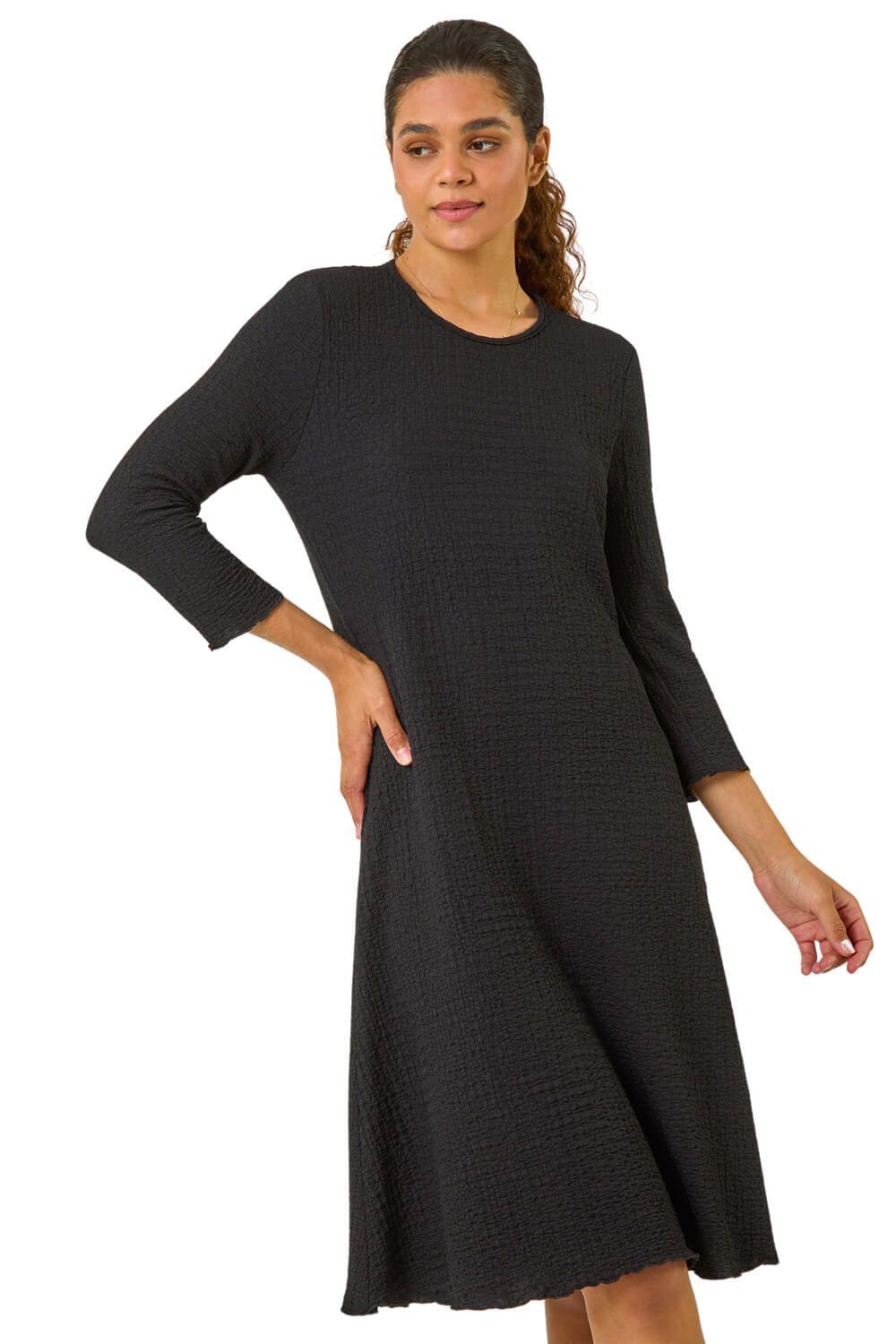 Textured A-Line Stretch Midi Dress by ROMAN