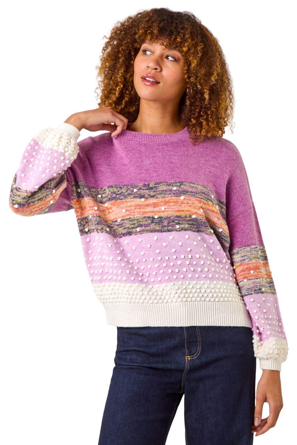 Textured Bobble Knit Crew Jumper by ROMAN