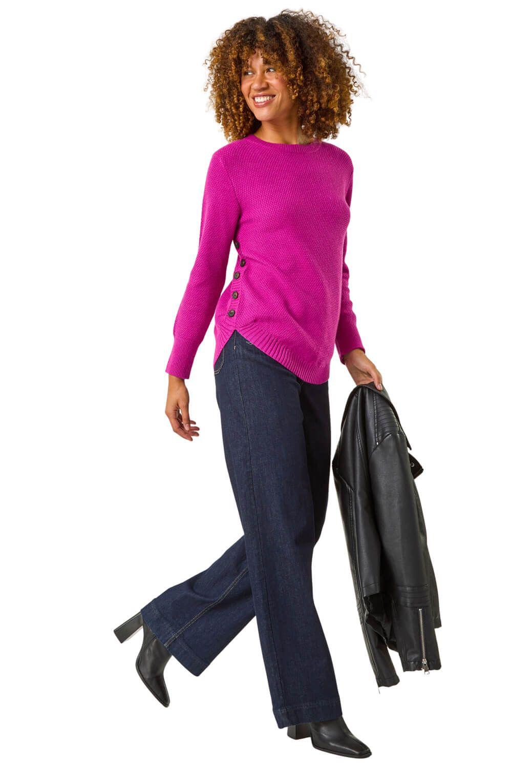 Textured Curved Hem Jumper by ROMAN