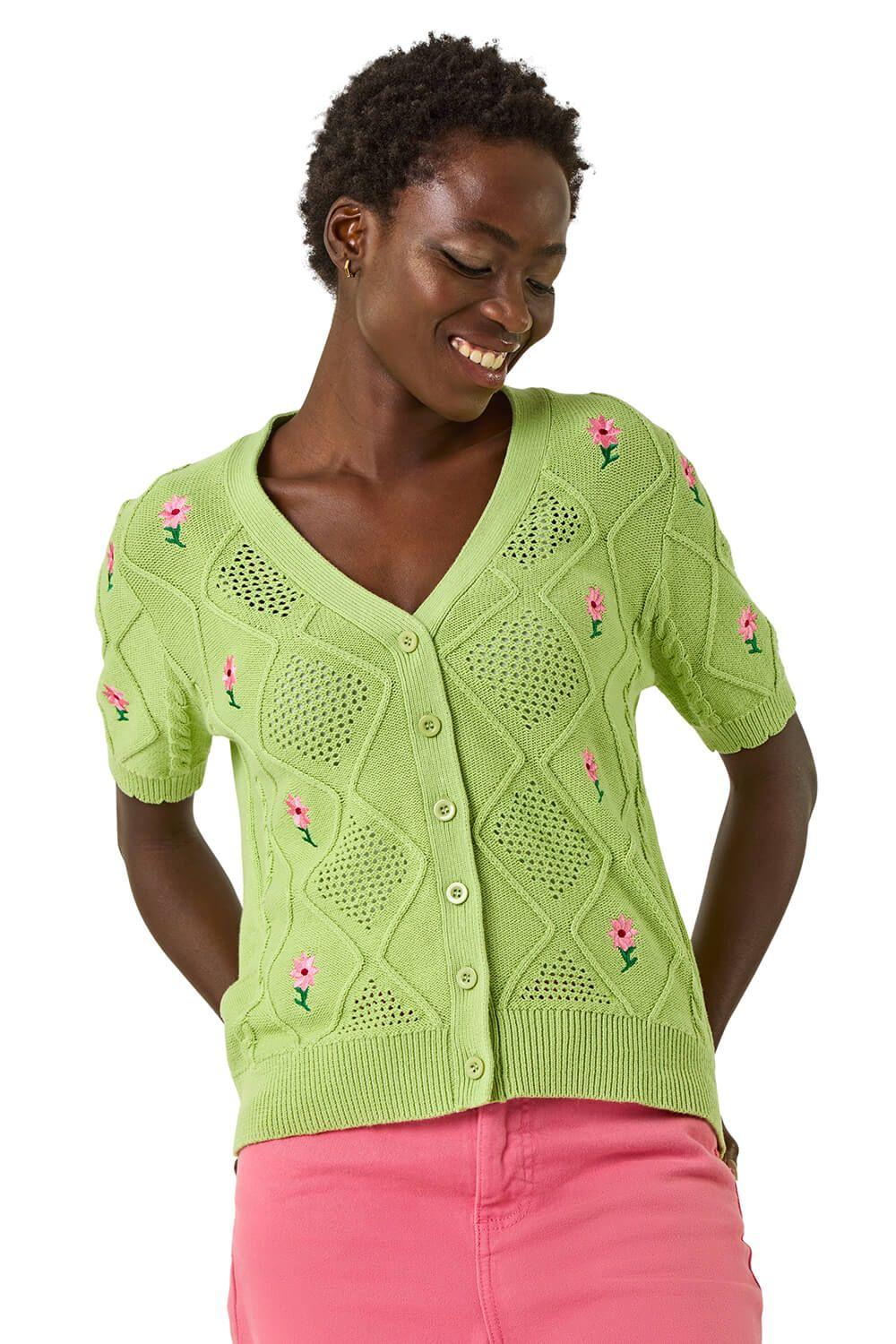 Textured Floral Embroidered Cardigan by ROMAN