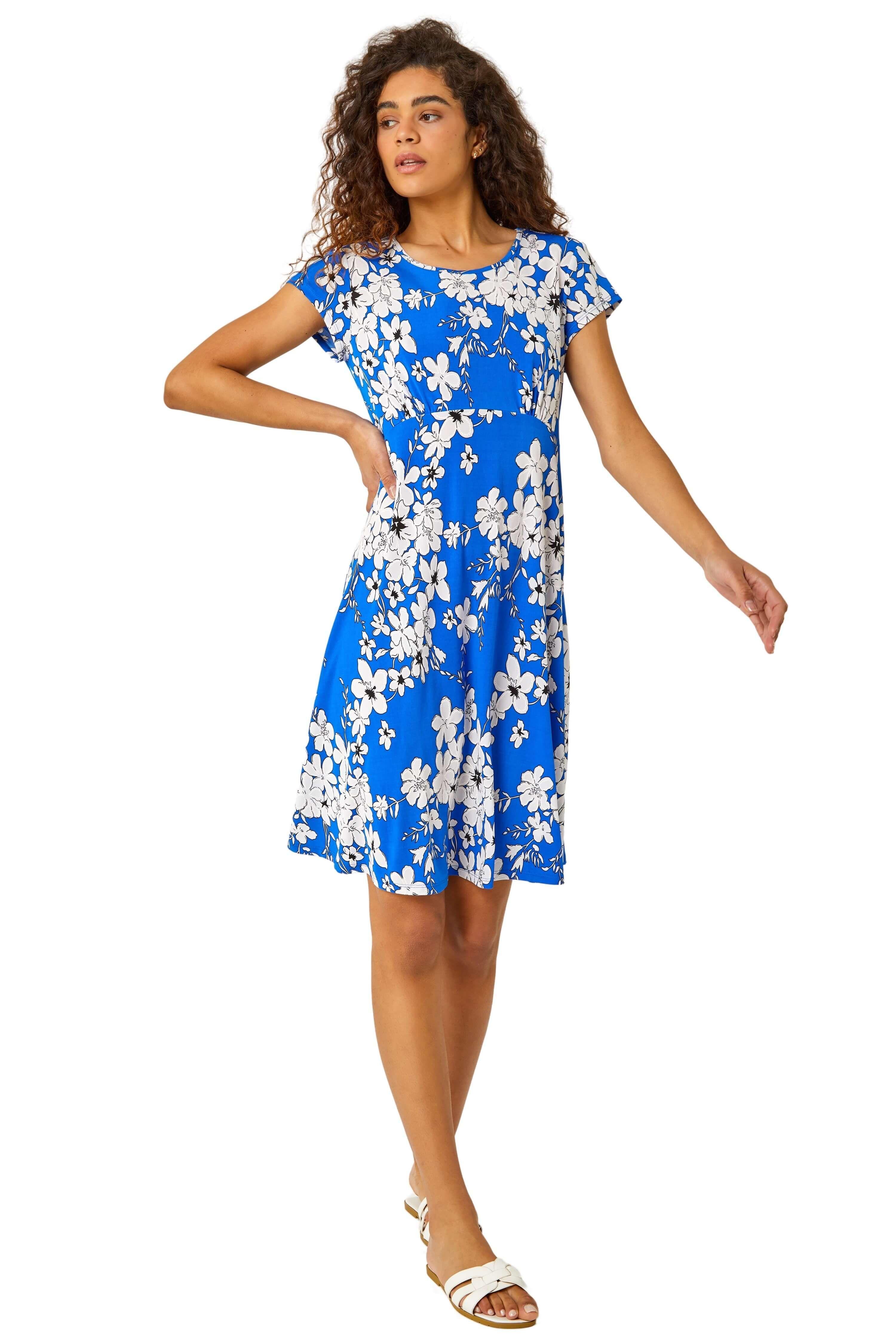 Textured Floral Print Tea Dress by ROMAN