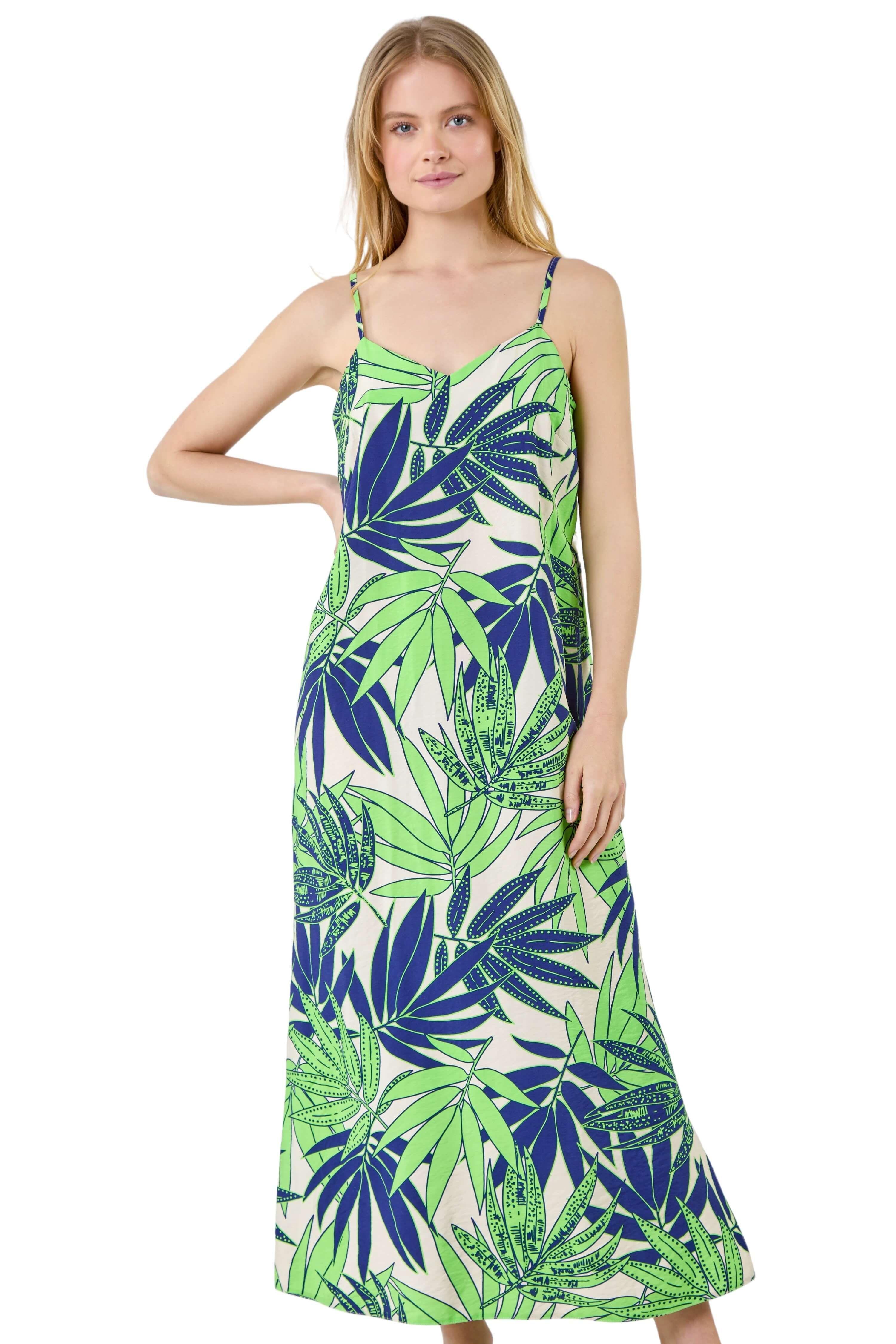 Tropical Palm Print Midi Dress by ROMAN