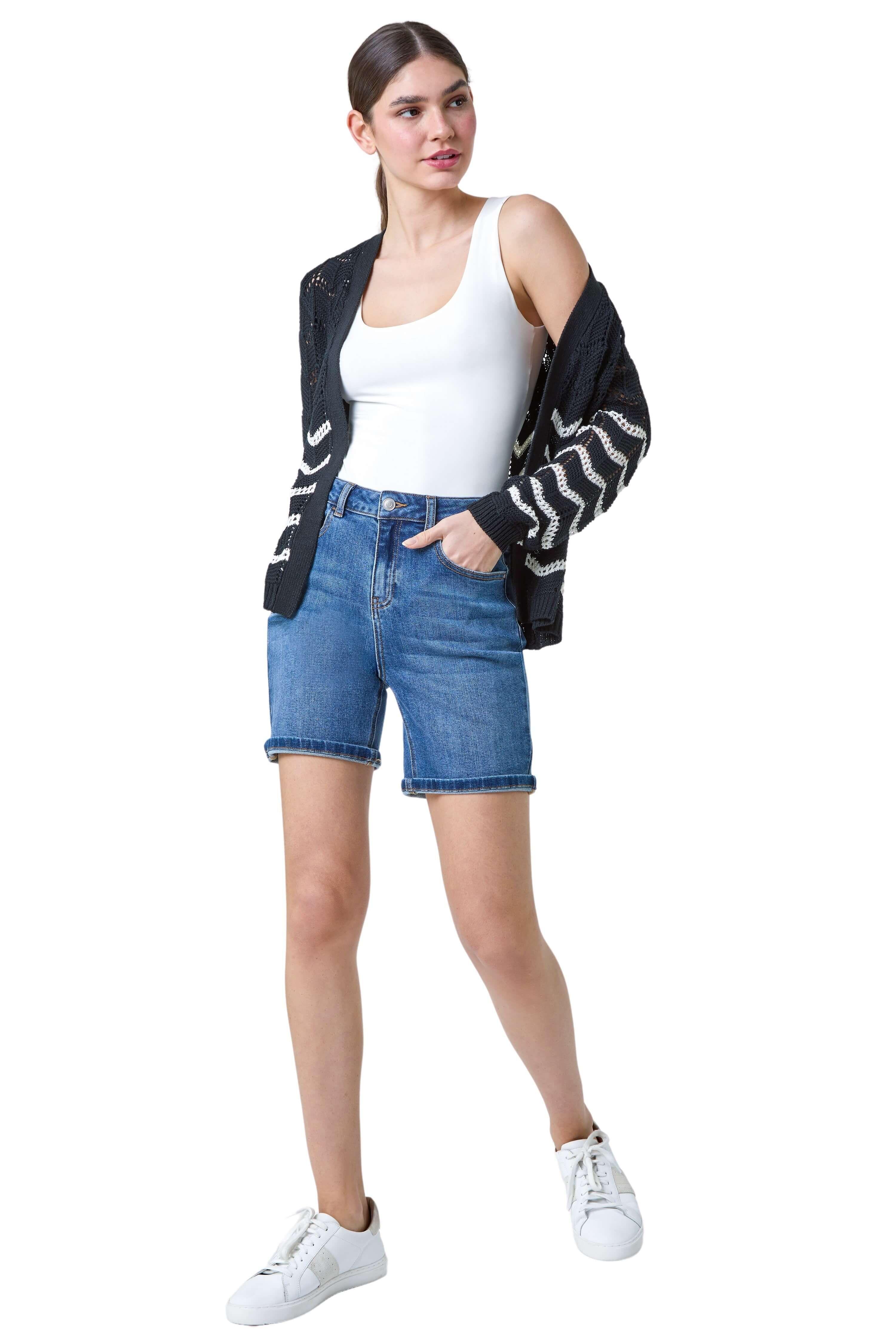 Wave Pointelle Knit Cardigan by ROMAN