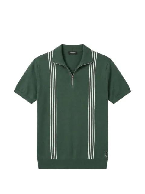 stripe-detail zip-neck polo shirt by RON DORFF
