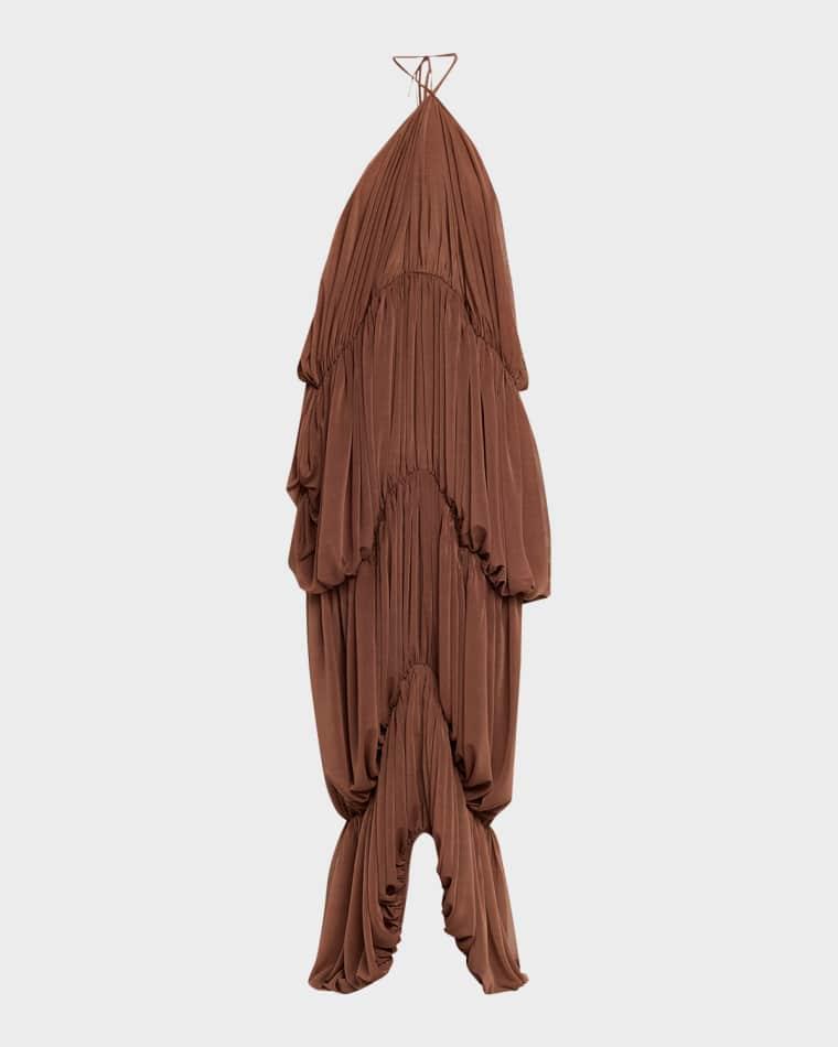 Bia Draped Halter Column Maxi Dress by RONNY KOBO