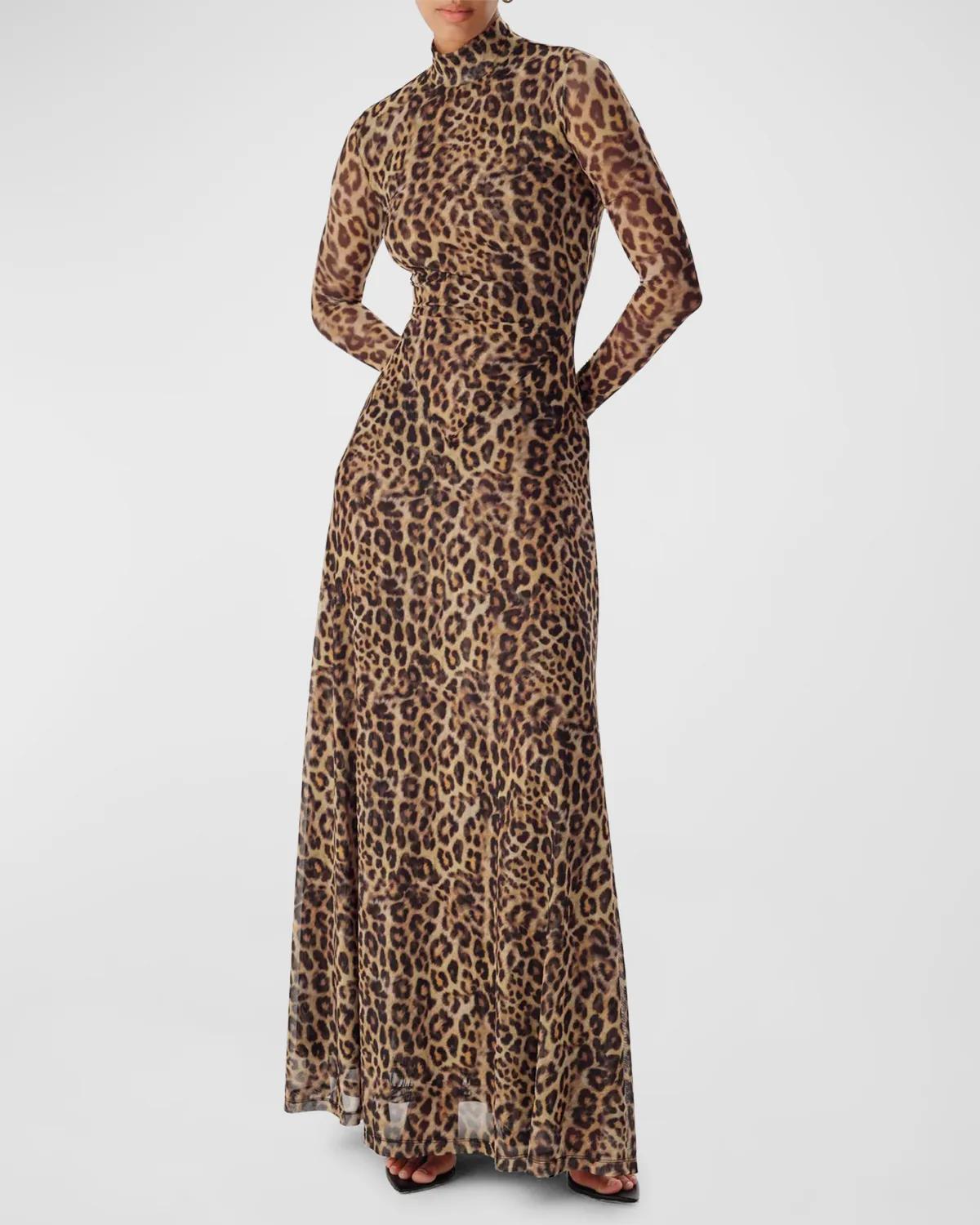 Ember Leopard-Print Mock-Neck Maxi Dress by RONNY KOBO Ember Leopard-Print Mock-Neck Maxi Dress by RONNY KOBO