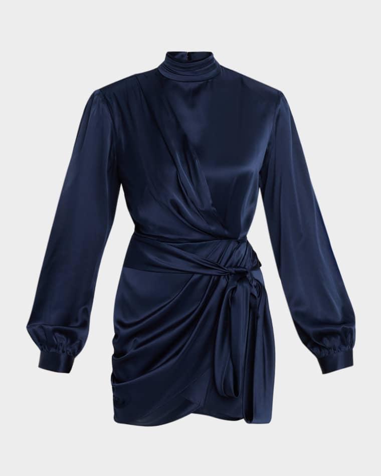 Imara Draped Open-Back Charmeuse Mini Dress by RONNY KOBO
