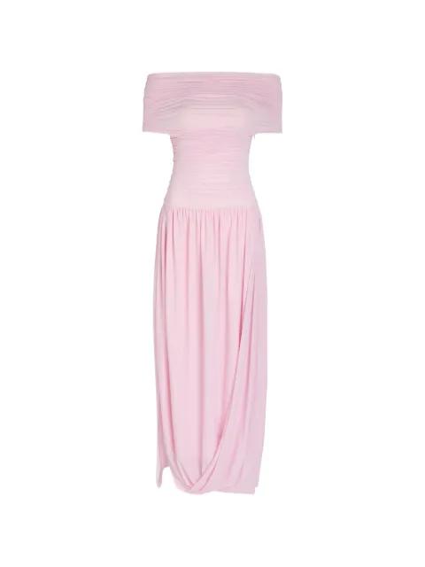 Irulan off-shoulder ruched maxi dress by RONNY KOBO