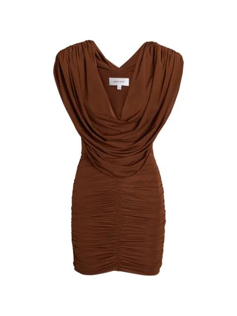 Kehlani V-neck ruched mini dress by RONNY KOBO