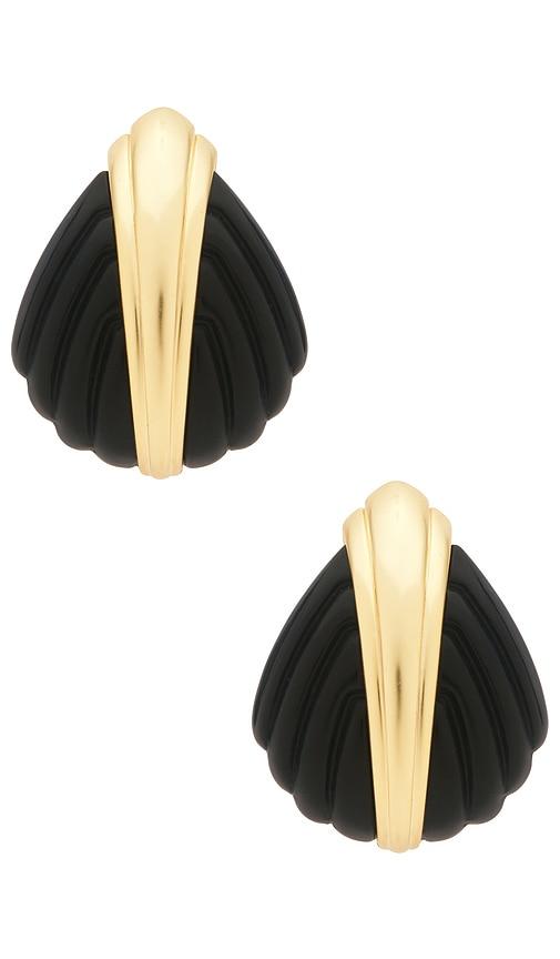 Ronny Kobo Aster Earring in Black,Metallic Gold by RONNY KOBO