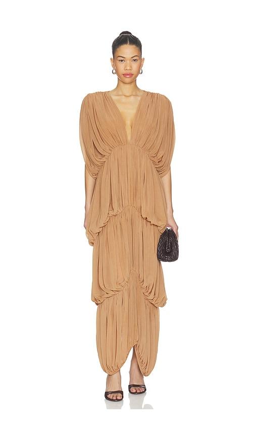 Ronny Kobo Damier Dress in Nude by RONNY KOBO