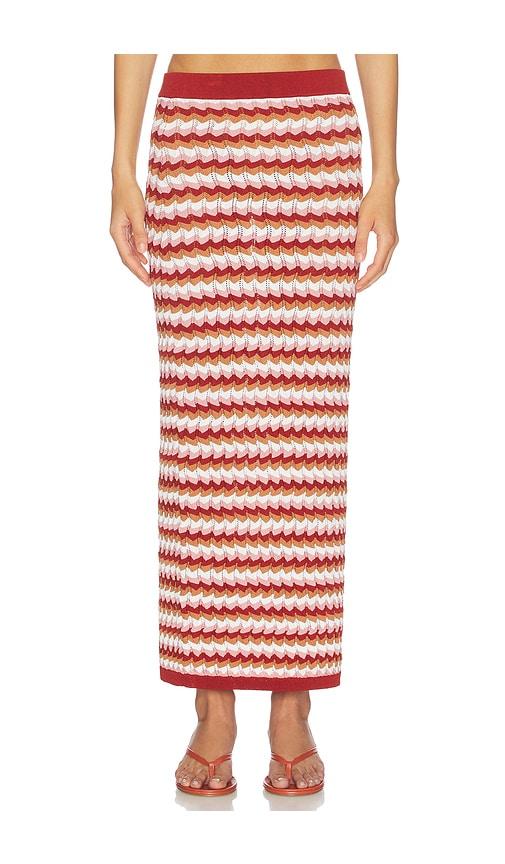 Ronny Kobo Drake Knit Skirt in Rust,White by RONNY KOBO