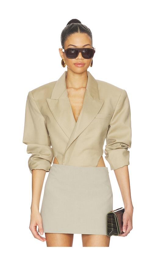 Ronny Kobo Florina Bodysuit in Tan by RONNY KOBO