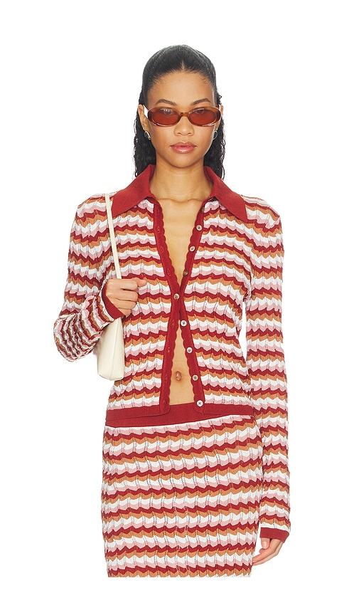 Ronny Kobo Gavin Knit Jacket in Rust,White by RONNY KOBO
