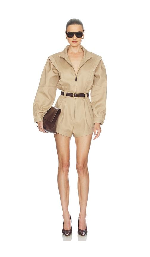 Ronny Kobo Nabil Romper in Beige by RONNY KOBO