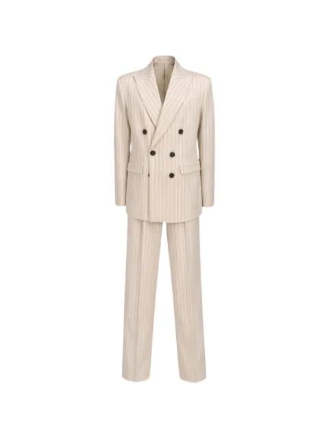 double-breasted pinstripe-pattern suit by ROOM76