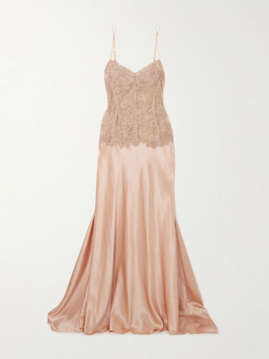 Classic Love lace and silk-satin nightdress by ROSAMOSARIO