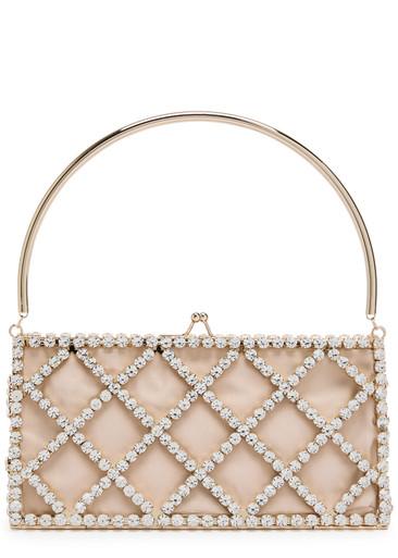 Garofano crystal-embellished satin shoulder bag by ROSANTICA
