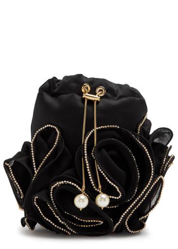 Ruffles embellished satin cross-body bag by ROSANTICA
