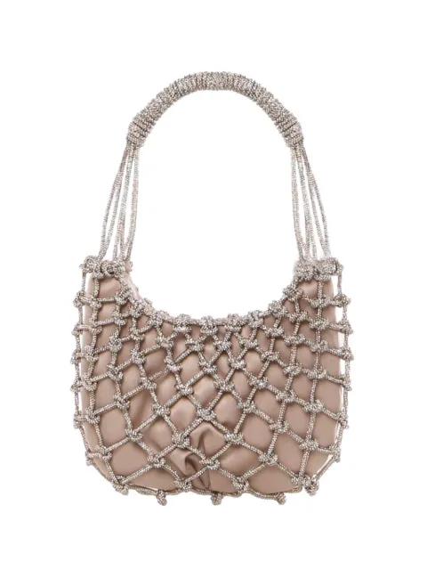 crystal-embellishment satin shoulder bag by ROSANTICA
