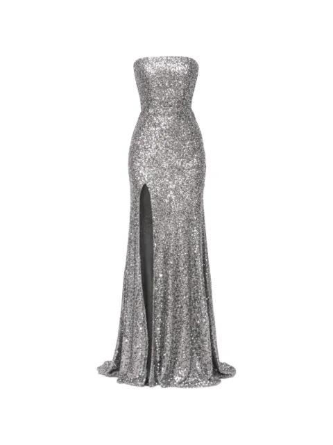 Cannes sequin-embellished lace-up maxi dress by ROSERRY