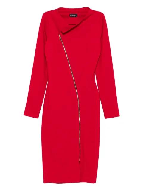 Chelsea asymmetric zip-front midi dress by ROSERRY
