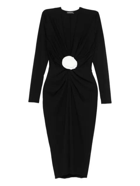 Mallorca rose-embellished twist-front midi dress by ROSERRY