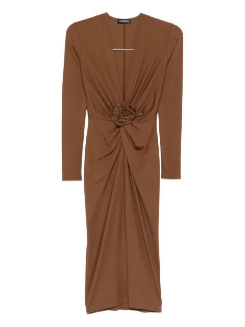 Mallorca rose-embellished twist-front midi dress by ROSERRY