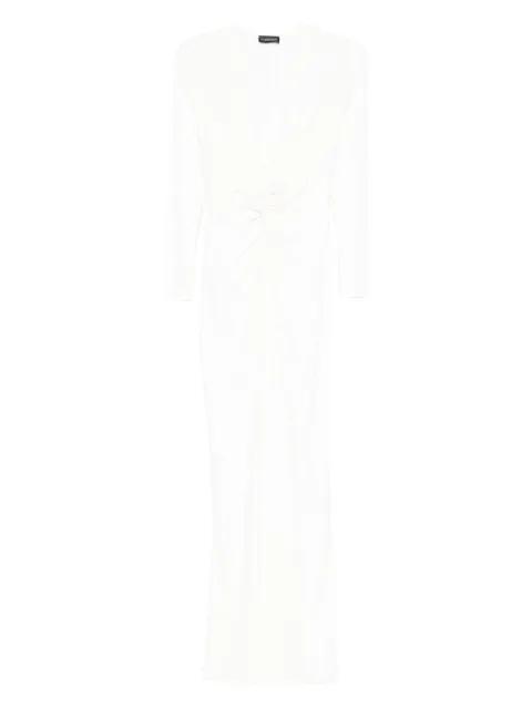 Mallorca twist-neck long-sleeve maxi dress by ROSERRY