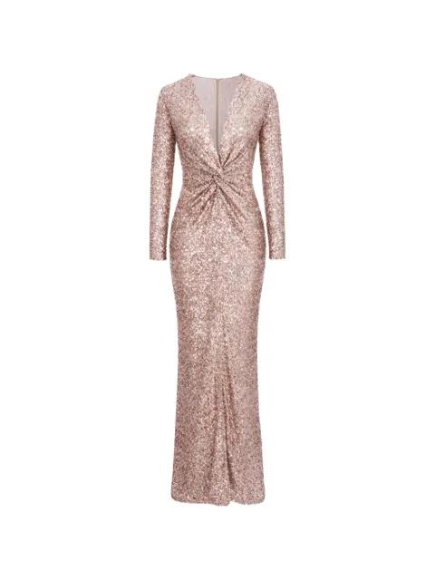 Merilyn sequin-embellished knotted maxi dress by ROSERRY