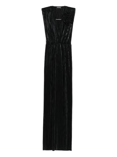 Sicily pleated flower-embellished maxi dress by ROSERRY