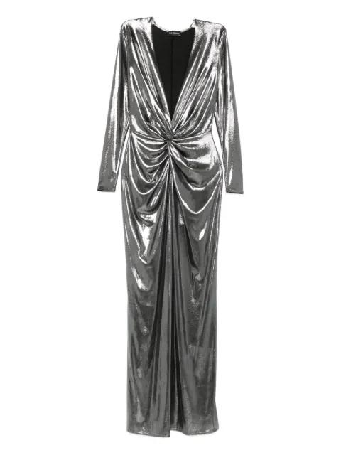 twist-front metallic-effect maxi dress by ROSERRY